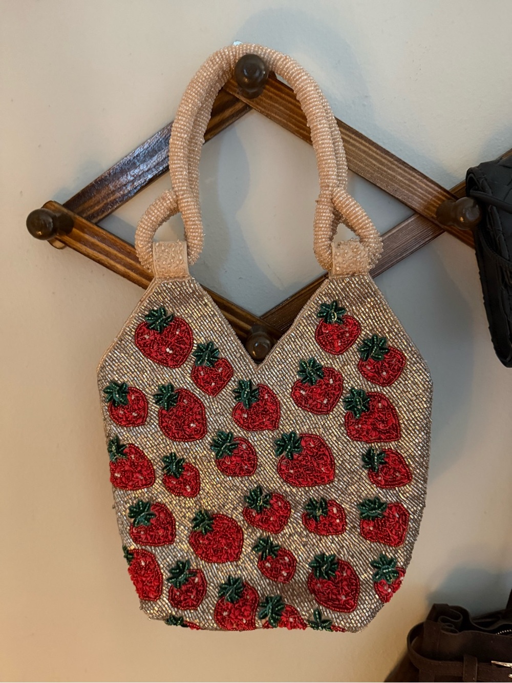 Viral Made in India Beaded Strawberry Tote Bag
